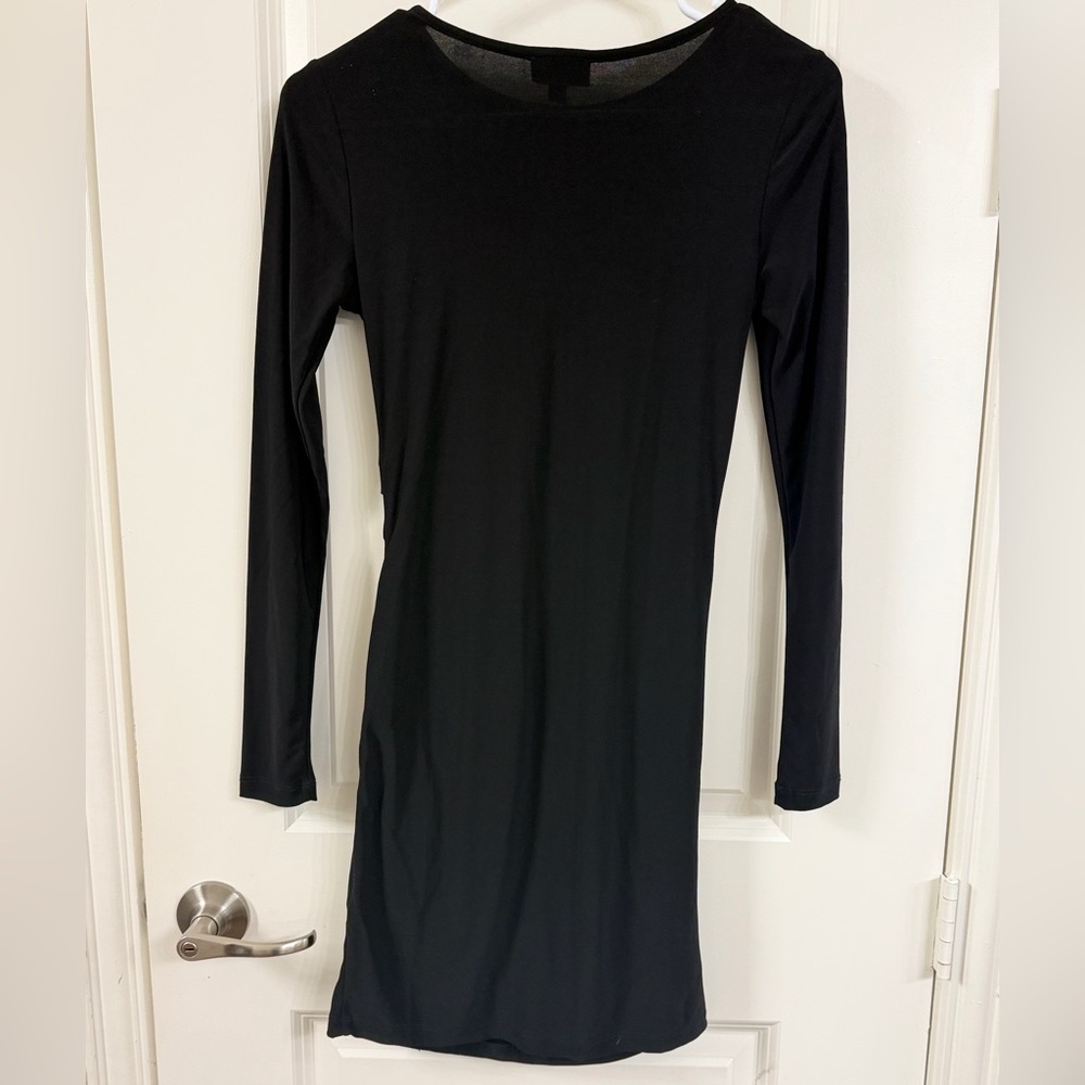 Topshop Black Long Sleeve Ruched Dress - Picture 5 of 7